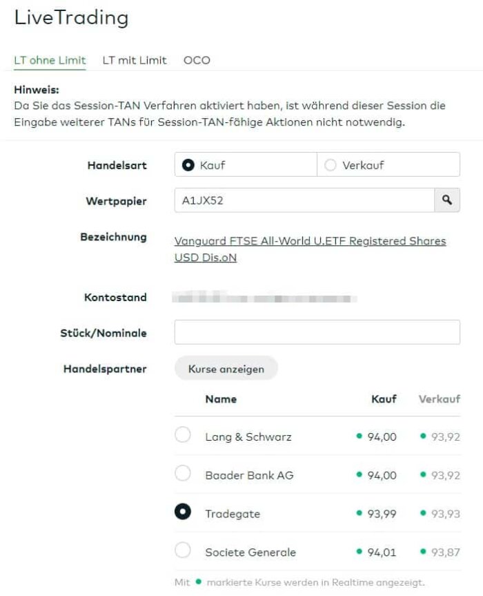 comdirect Live Trading