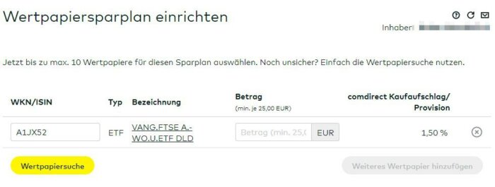 comdirect Sparplan eröffnen