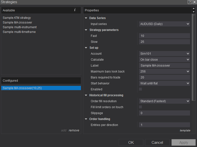 Screenshot: NinjaTrader Demoversion 