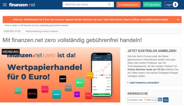 Aus Gratisbroker wird finanzen.net Zero