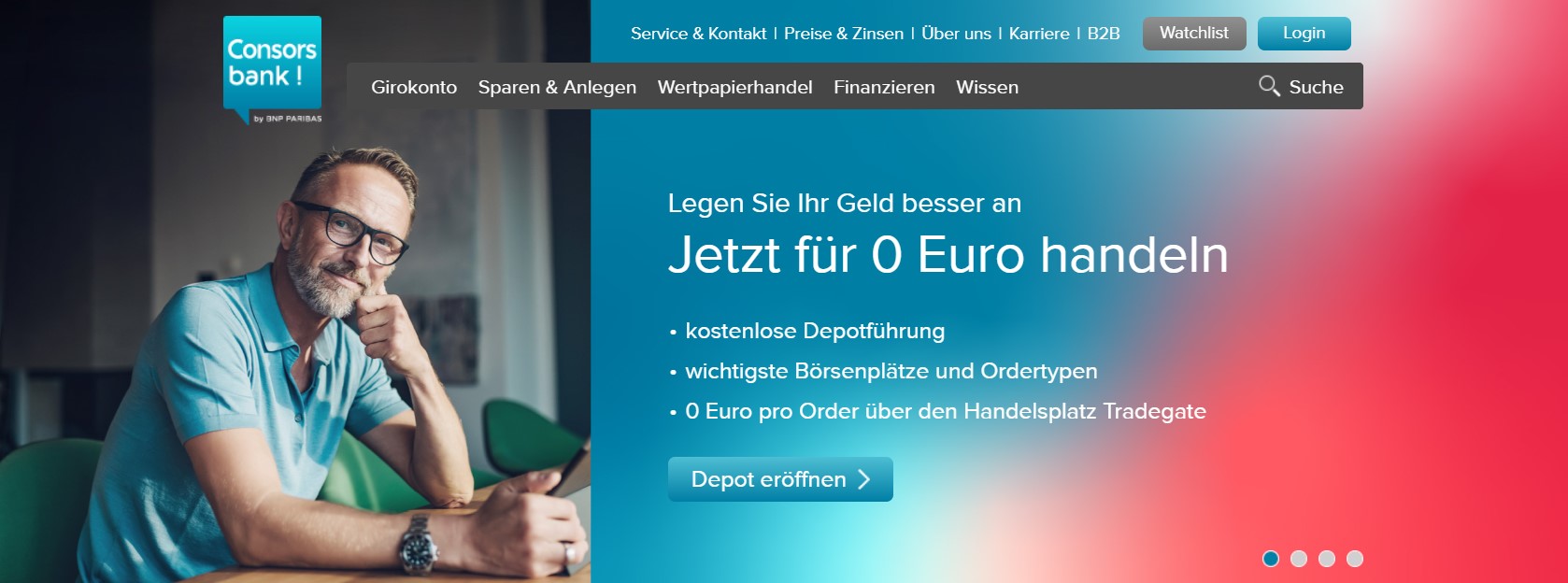 Bei der Consorsbank für 0 Euro Aktien handeln