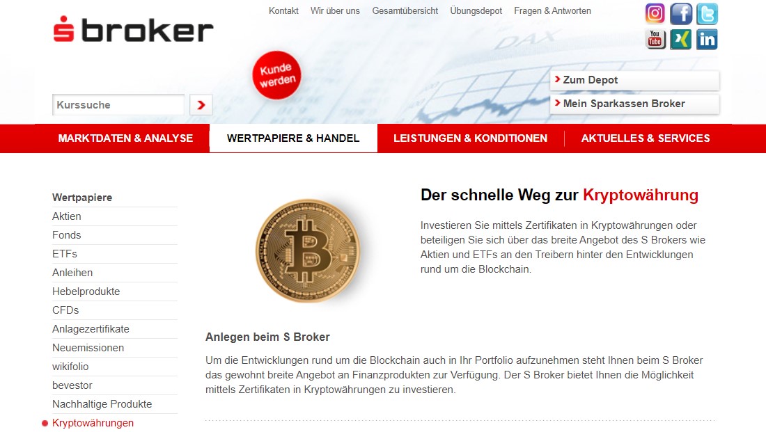 S-Broker erweitert Krypto-Assets