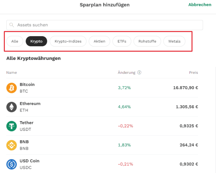 Bitpanda Sparplan anlegen