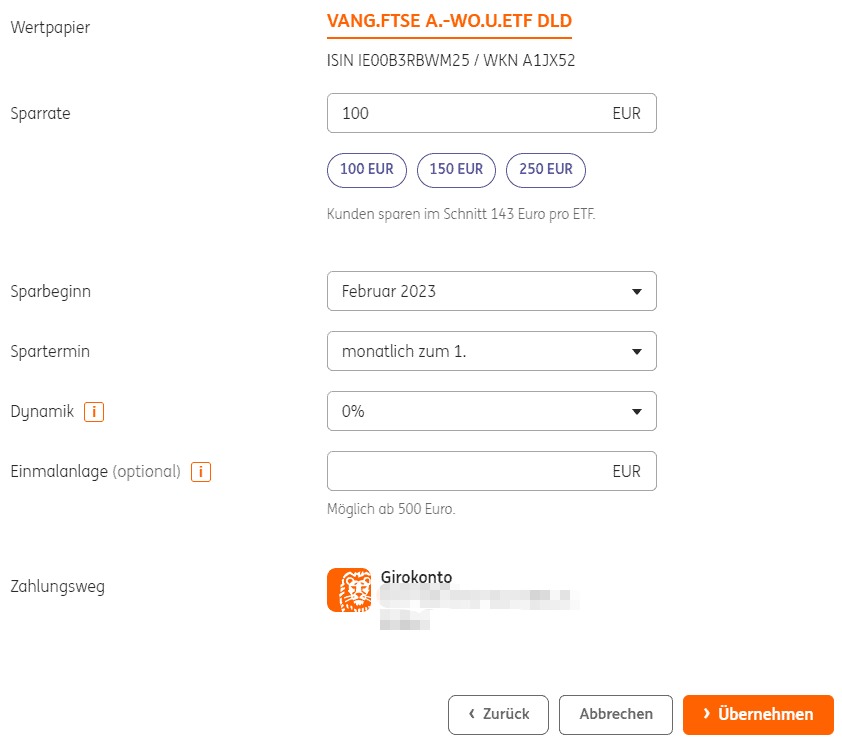 ING Sparplan anlegen